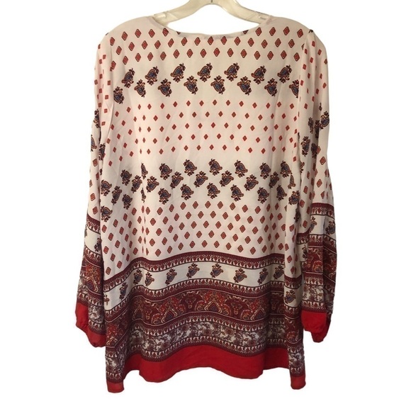 Misia Printed Long Sleeve Vneck Tunic Medium - Picture 3 of 4